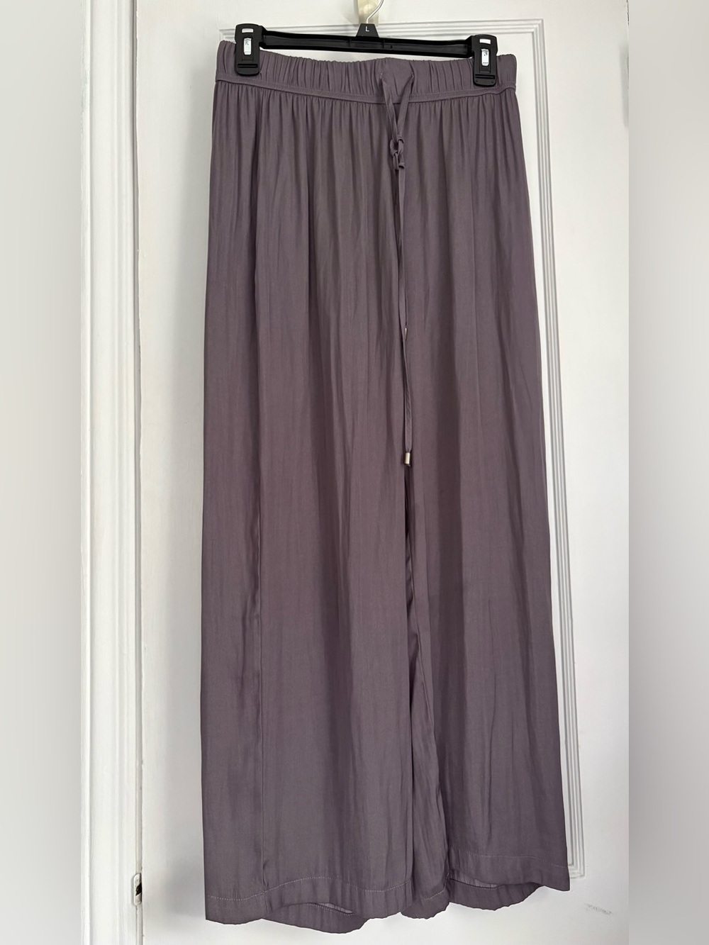 Women’s Wide-Leg Palazzo Pants Mauve Taupe Drawstring Elastic Waist Size S
